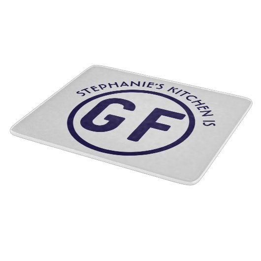 Gluten Free GF Circle Navy Blue Cutting Board Snijplank (Hoek)