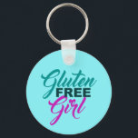 Gluten Free Girl Sleutelhanger<br><div class="desc">Gluten Gratis cadeau voor meisjes. Een schattig GF-ontwerp voor een meisje met knolselderij,  glutengevoeligheid of intolerantie die geen tarwe eet.  blauwgroen en roze typografie.</div>