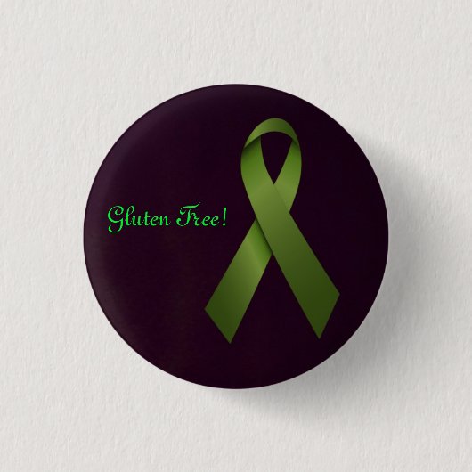 Gluten Free Green Ribbon Ronde Button 3,2 Cm (Voorkant)