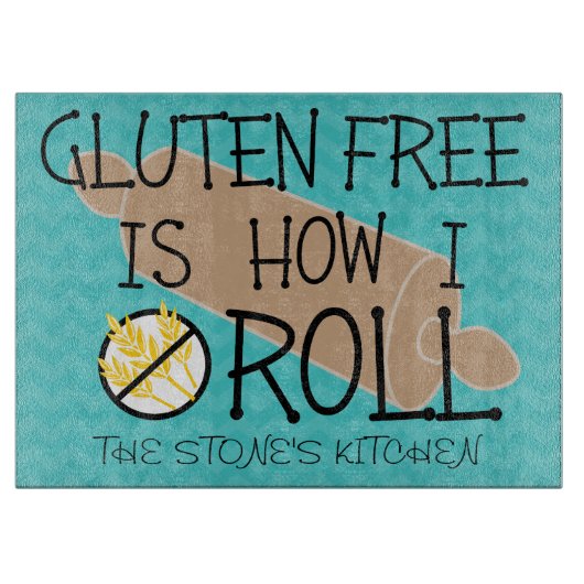 Gluten Free is hoe ik Blauwgroen Chevron kan draai Snijplank (Voorkant)