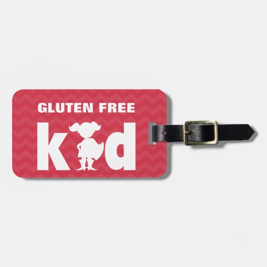 Gluten Free Kind Celiac Super Girl Label Bagagelabel (Voorkant horizontaal)