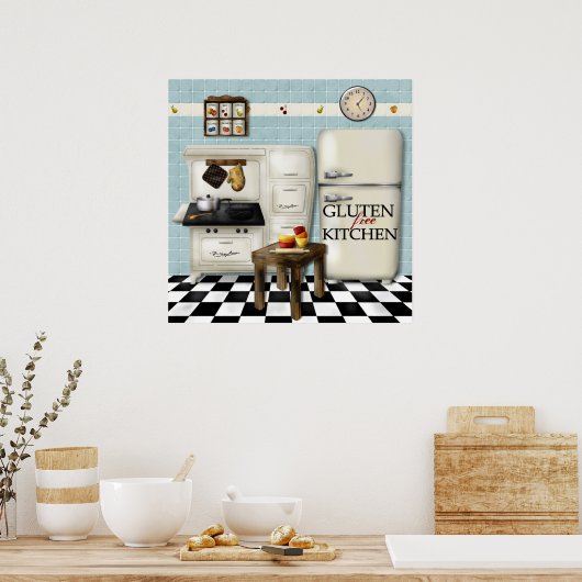 Gluten Free Kitchen - Blauwgroen Poster (Keuken)
