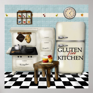 Gluten Free Kitchen - Blauwgroen Poster