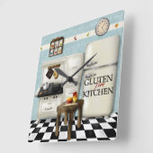 Gluten Free Kitchen Clock - Blauwgroen Vierkante Klok (Hoek)
