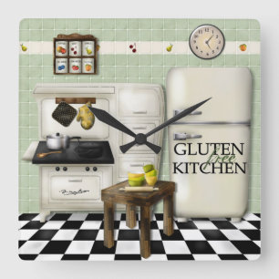 Gluten Free Kitchen Green Clock Vierkante Klok