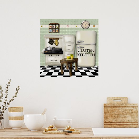Gluten Free Kitchen Green Poster (Keuken)