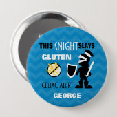 Gluten Free Knight Blue Chevron Stripe Button (Voorkant /achterkant)