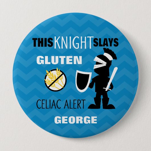 Gluten Free Knight Blue Chevron Stripe Button (Voorkant)