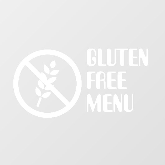 Gluten Free Menu Restaurant Window Cling Raamsticker (Vel)