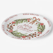 Gluten Free Merry kerstsnoe Cane Floral Papieren Bordje (Gekanteld)