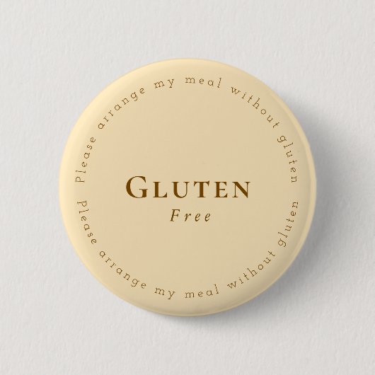 Gluten-Free Request Badge, Soft Beige - Brown Ronde Button 5,7 Cm (Voorkant)