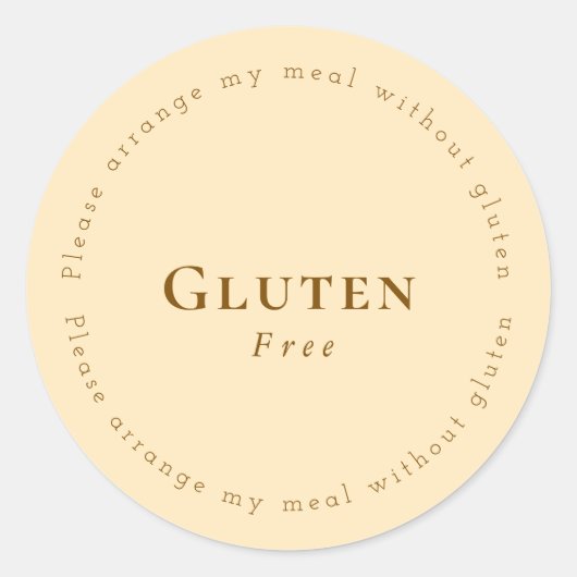 Gluten-Free Request Sticker, Soft Beige - Brown Ronde Sticker (Voorkant)