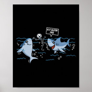 Gluten Free Shark Gift Celiac Disease Poster