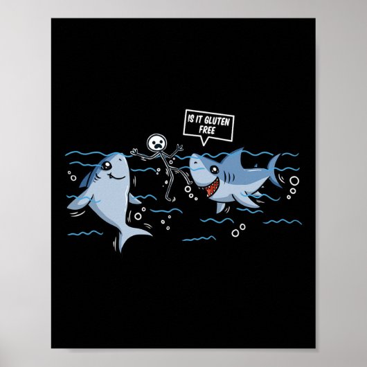 Gluten Free Shark Gift Celiac Disease Poster (Voorkant)