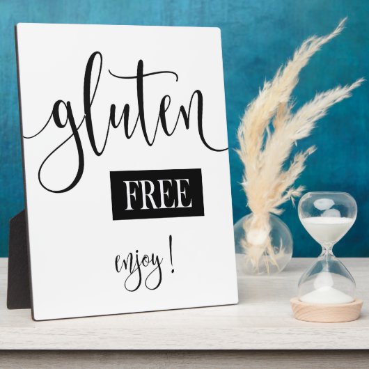 Gluten free sign Tabletop Plaque met Easel Fotoplaat (Zijkant)