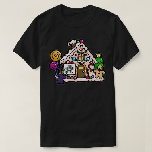 GLUTEN FREE WITCH Gingerbrood HOUSE Humor T-shirt (Design voorkant)