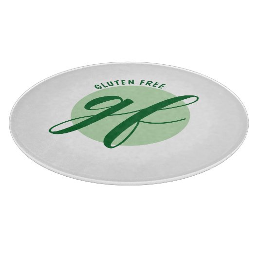 Gluten Free with stylish script and green circle Snijplank (Hoek)