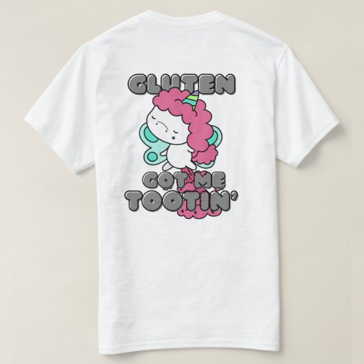 Gluten Got Me Tootin - Coeliakie T-shirt (Design achterkant)