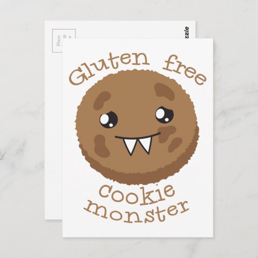 Gluten gratis koekjesmonster briefkaart (Voorkant / Achterkant)