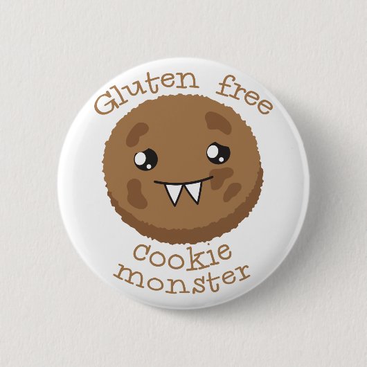 Gluten gratis koekjesmonster ronde button 5,7 cm (Voorkant)