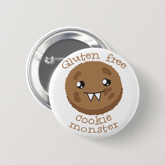 Gluten gratis koekjesmonster ronde button 5,7 cm (Voorkant /achterkant)