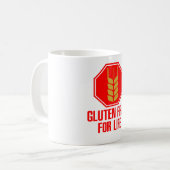 Gluten gratis voor het leven koffiemok (Voorkant links)