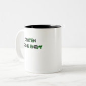 GLUTEN IS DE ENEMIE-Mok Tweekleurige Koffiemok (Voorkant links)