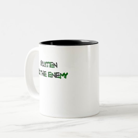GLUTEN IS DE ENEMIE-Mok Tweekleurige Koffiemok (Voorkant links)