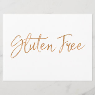 "Gluten Vrij" Bord   Stijlvolle gouden roos letter Kaart