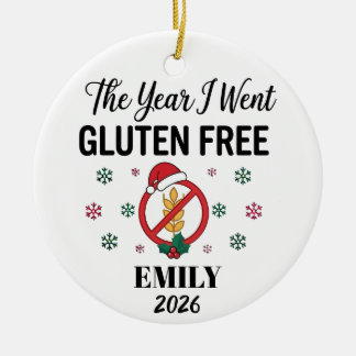 Gluten Vrij Coeliakie Gepersonaliseerde Kerst Orna Keramisch Ornament