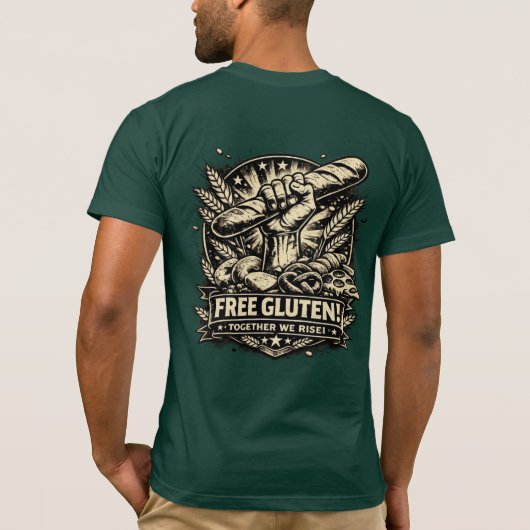 🥖🥐Gluten Vrij! – Grappig Eten T-Shirt 🥨🥯 (Achterkant)