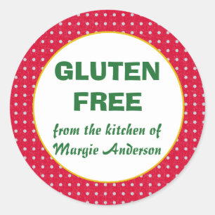 Gluten Vrij Kerst Polka Stip Ronde Sticker