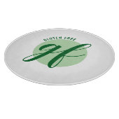 Gluten vrij met stijlvol script en groene cirkel snijplank (Hoek)