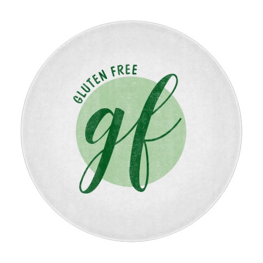 Gluten vrij met stijlvol script en groene cirkel snijplank (Voorkant)
