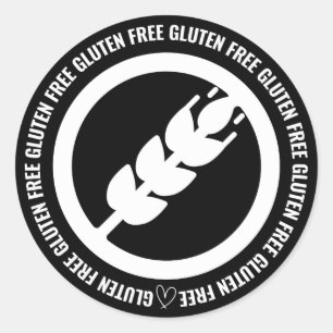 Gluten Vrij Sticker Labels - Zwart & Wit