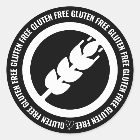 Gluten Vrij Sticker Labels - Zwart & Wit (Voorkant)