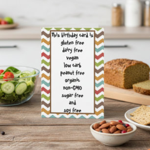 Gluten Zuivel Suiker Soja Koolhydraat Vrije Funny  Kaart