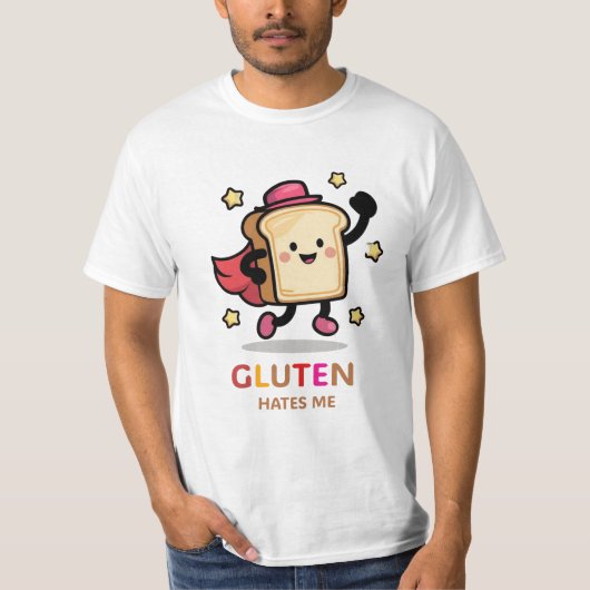 Glutenhaat me mes roze retro  T-shirt (Voorkant)