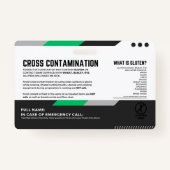 Glutenvrij dineren Restaurant Veiligheid Kaart Badge (Achterkant)