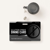 Glutenvrij dineren Restaurant Veiligheid Kaart Badge (Voorkant met intrekbare)
