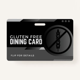 Glutenvrij dineren Restaurant Veiligheid Kaart Badge
