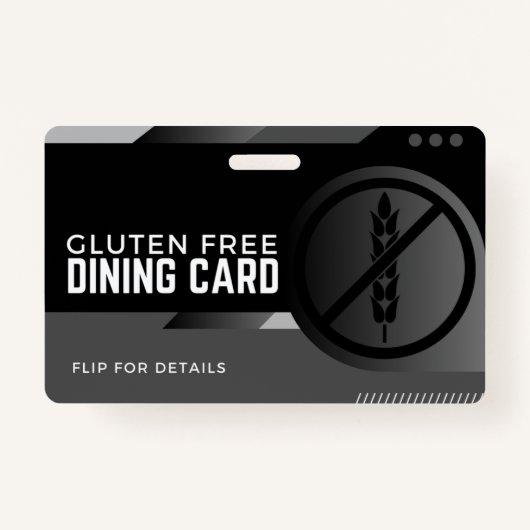 Glutenvrij dineren Restaurant Veiligheid Kaart Badge (Voorkant)