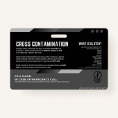 Glutenvrij dineren Restaurant Veiligheid Kaart Badge (Achterkant)