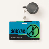 Glutenvrij dineren Restaurant Veiligheid Kaart Badge (Voorkant met intrekbare)