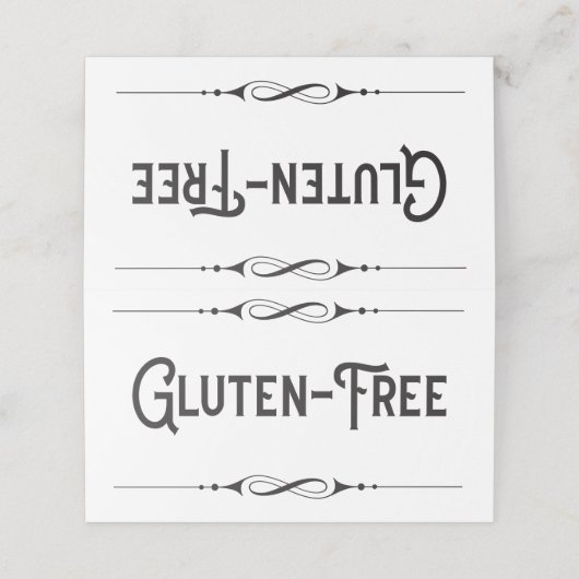 Glutenvrij eenvoudige elegante tafel marker plaatskaartje (Buitenkant ongevouwen)