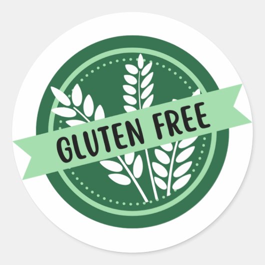 Glutenvrij, geen gluten, coeliakie ronde sticker (Voorkant)