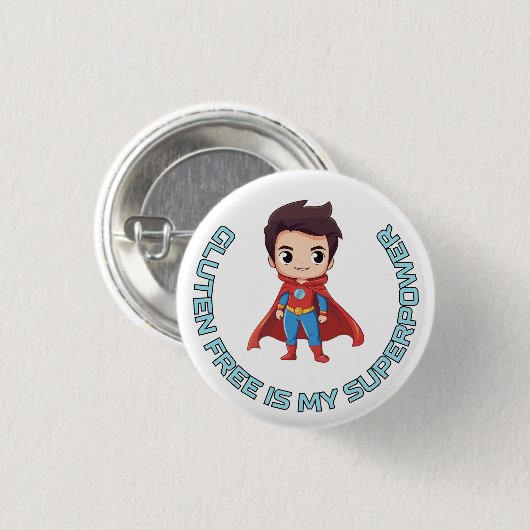 Glutenvrij is mijn Superpower - Comic Hero Coeliac Ronde Button 3,2 Cm (Voorkant /achterkant)