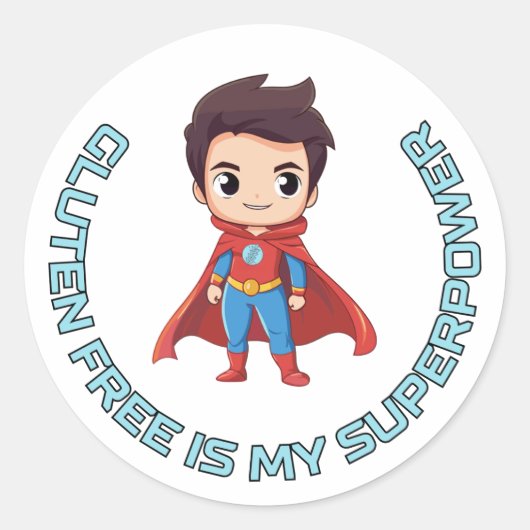 Glutenvrij is mijn Superpower - Comic Hero Coeliac Ronde Sticker (Voorkant)
