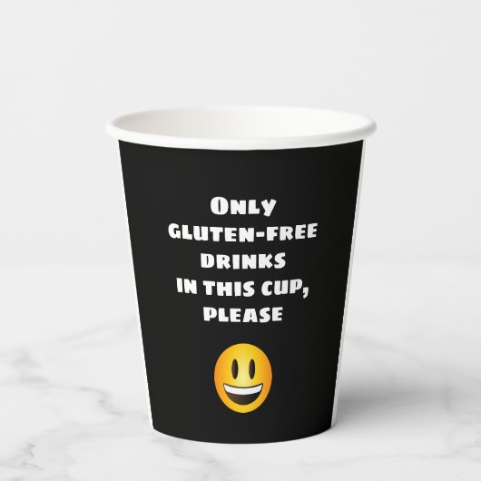 Glutenvrij lachend emoji-gezicht papieren bekers (Achterkant)