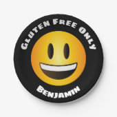 Glutenvrij lachend emoji-gezicht papieren bordje (Voorkant)